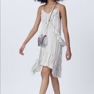 Rebecca Minkoff Ruffle Trim Striped midi dress